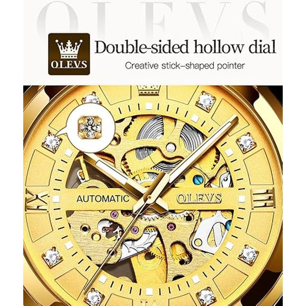 Olevs Men's Gold Skeleton Watch – In Use