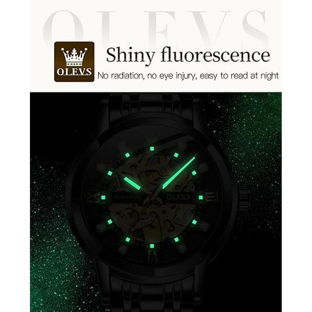 Olevs Men's Gold Skeleton Watch – Packaging