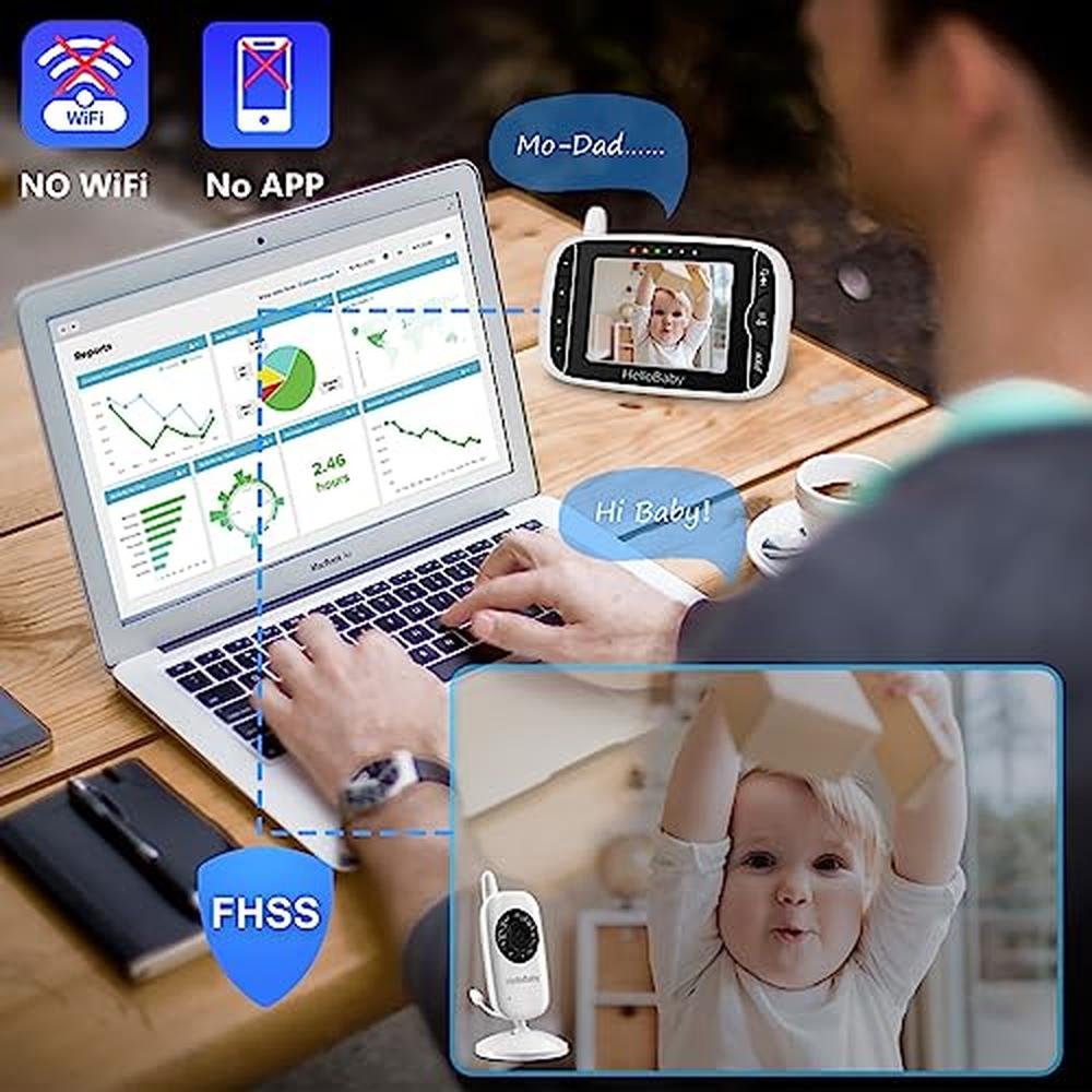 Audio Video Baby Monitor: 3.2inch LCD Display with Infrared – Close-up Detail