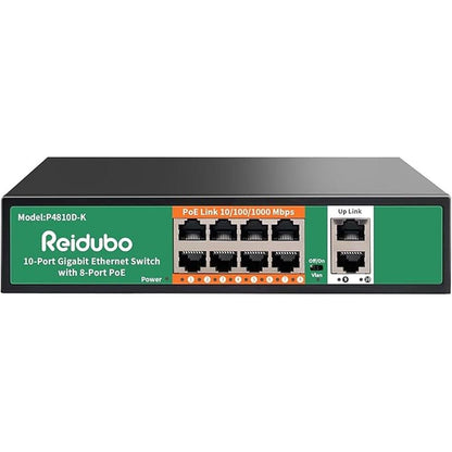 8 Port Gigabit PoE Switch with 2 Gigabit Uplink – Front View