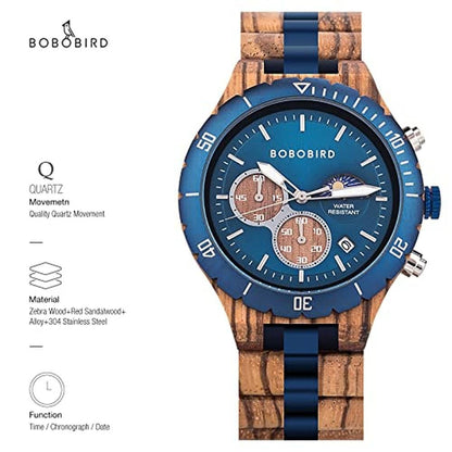 BOBO BIRD Mens Quartz Wooden Watch – Side View