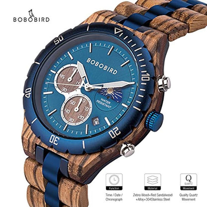 BOBO BIRD Mens Quartz Wooden Watch – Close-up Detail