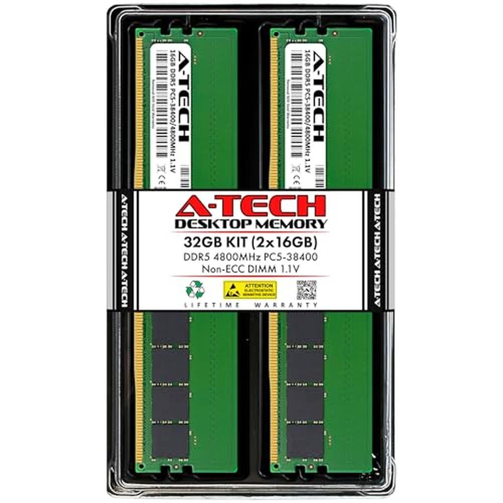 Tech 32GB: A-Tech 32GB Kit 2x16GB DDR5 4800MHz – Front View