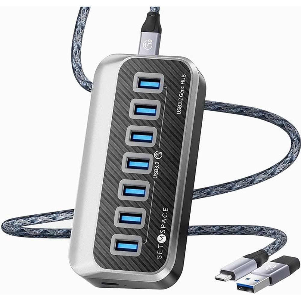 USB Hub: 7 USB Expander with 32 Ergonomic Design – Front View