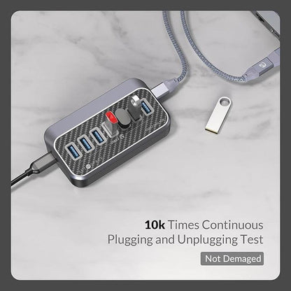 USB Hub: 7 USB Expander with 32 Ergonomic Design – Close-up Detail