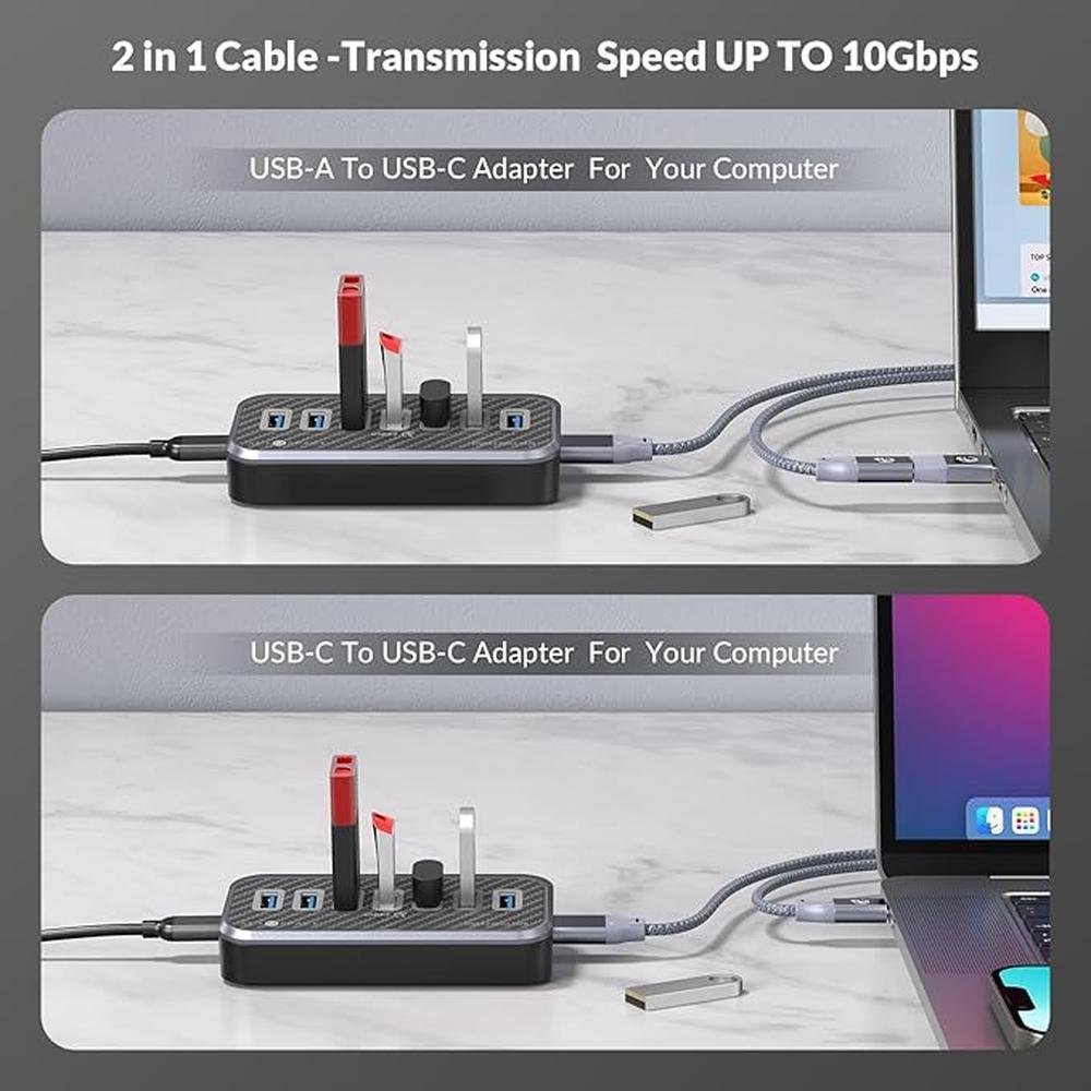 USB Hub: 7 USB Expander with 32 Ergonomic Design – In Use