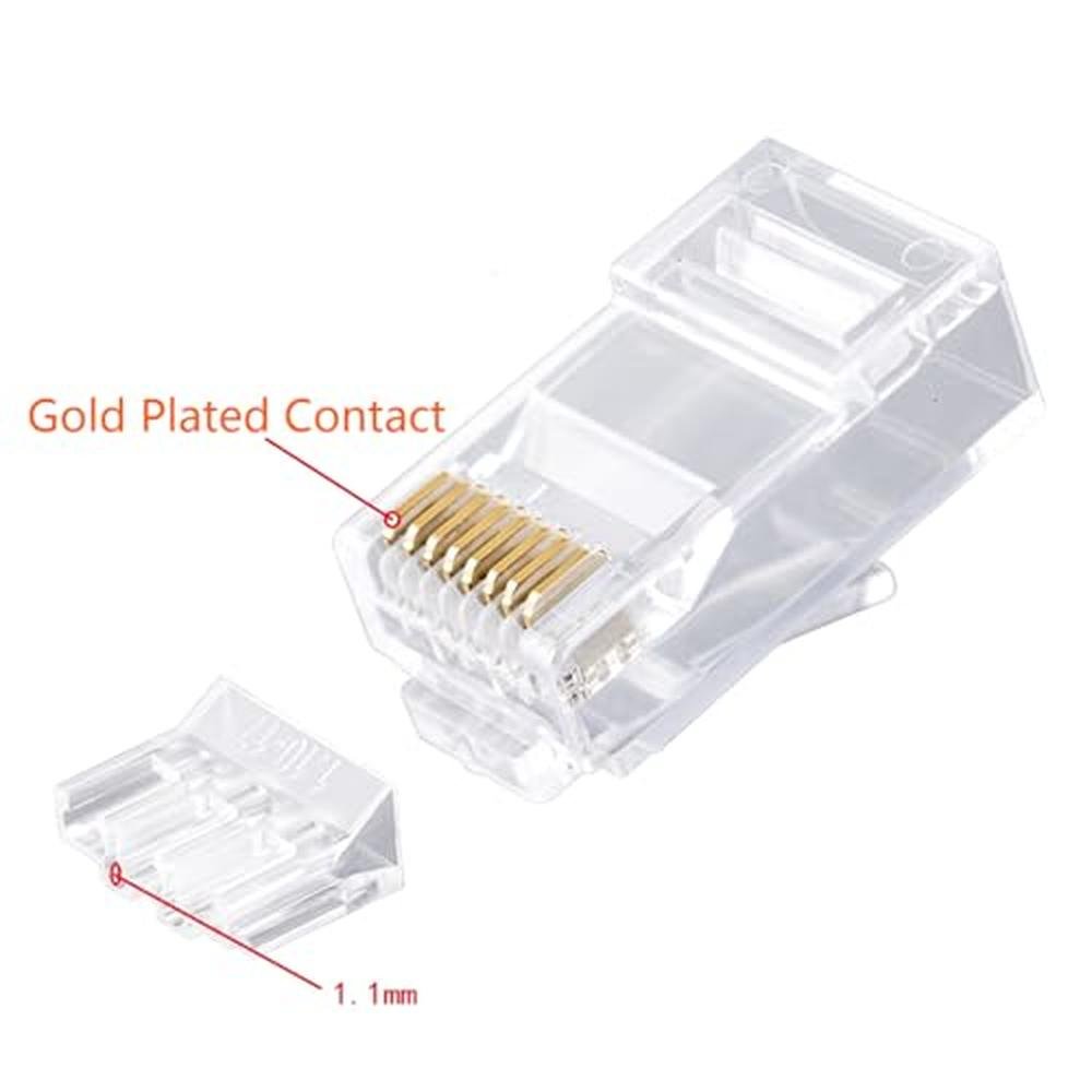 CAT6 Connector: W-NECTOUN 2-PC Set 100-Pack CAT6 RJ45 Ends – Side View