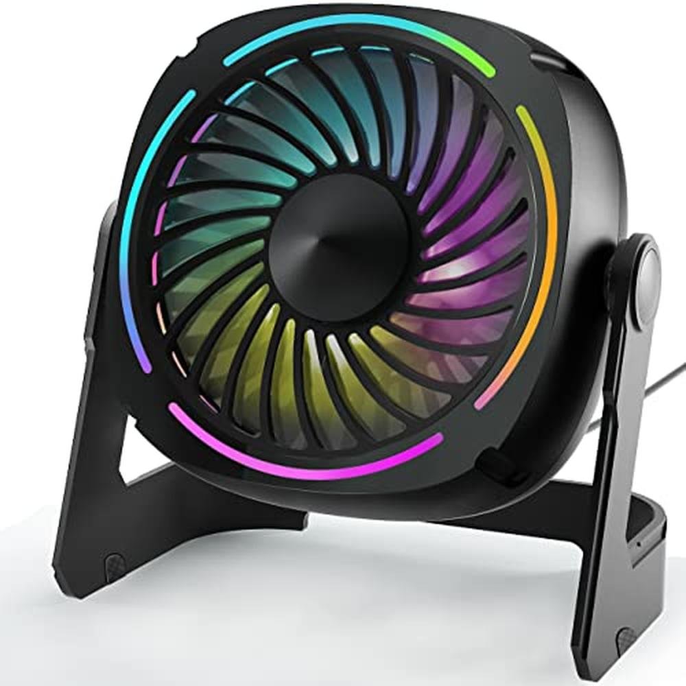 Punoge Small USB Desk Fan: 5.3 Inch Portable Table Fan – Front View