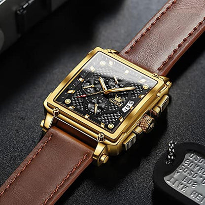 OLEVS Watches for Men Quartz Leather Fashion Dress Watch – Side View