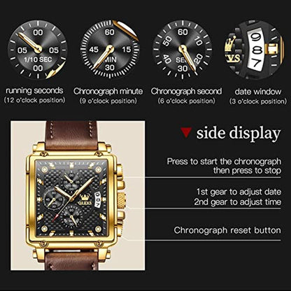 OLEVS Watches for Men Quartz Leather Fashion Dress Watch – In Use