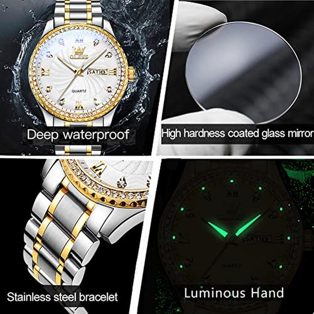 Watch Mens: OLEVS Gold Diamond Luxury Stainless Steel – Packaging