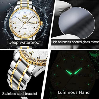 Watch Mens: OLEVS Gold Diamond Luxury Stainless Steel – Packaging