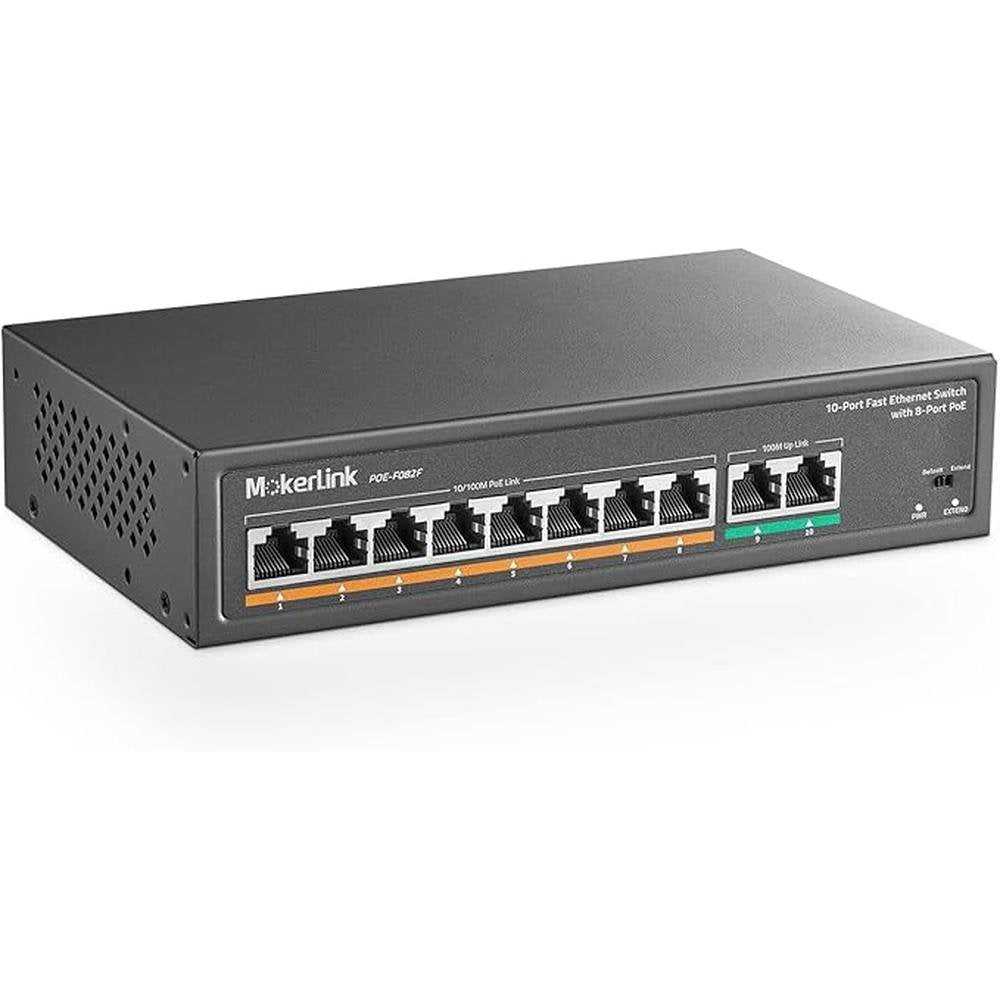 MokerLink 10 Port PoE Switch with 8 Port PoE+ – Front View