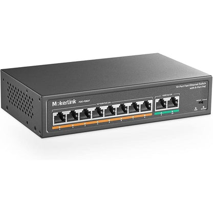 MokerLink 10 Port PoE Switch with 8 Port PoE+ – Front View
