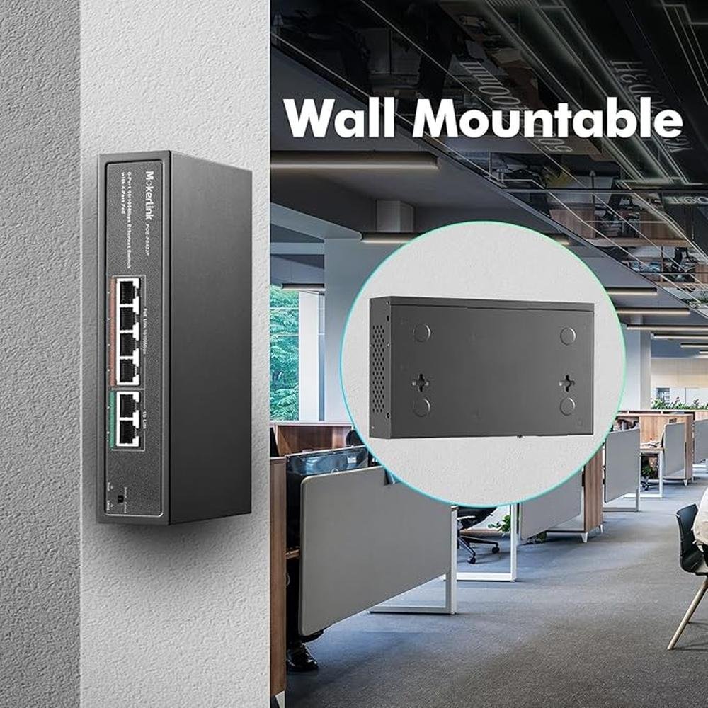 MokerLink 10 Port PoE Switch with 8 Port PoE+ – Close-up Detail