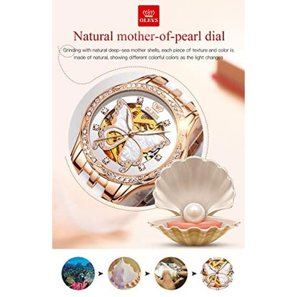 Premium OLEVS Women's Rose Gold Automatic Watches with – Packaging