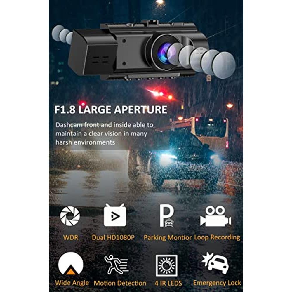 Dash Camera: Dual Dash Cam Front and Inside FHD 1080P – Side View