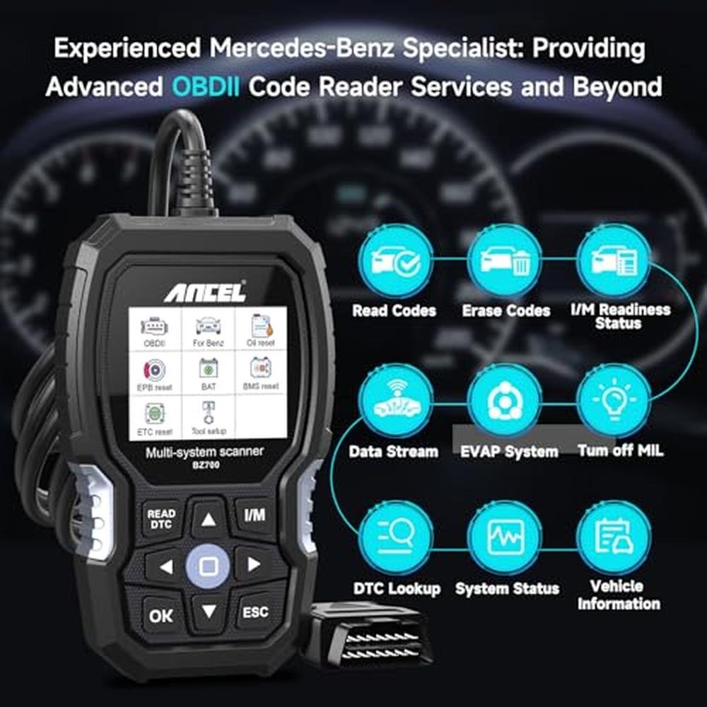 ANCEL BZ700: Professional OBD2 Scanner for Mercedes Benz – Packaging