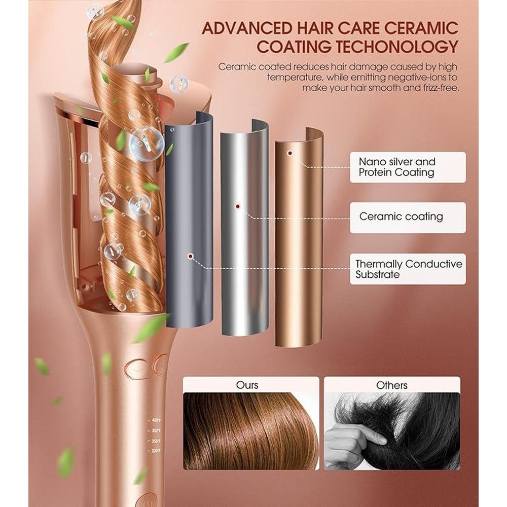 Curling Iron: Follexmoe Automatic Hair Curler 1 Inch Large – In Use