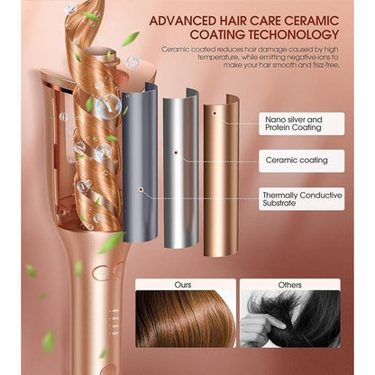 Curling Iron: Follexmoe Automatic Hair Curler 1 Inch Large – In Use