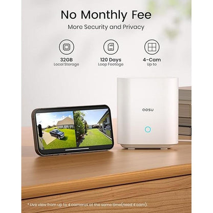 AOSU Security Cameras: Wireless Outdoor Home System – Side View