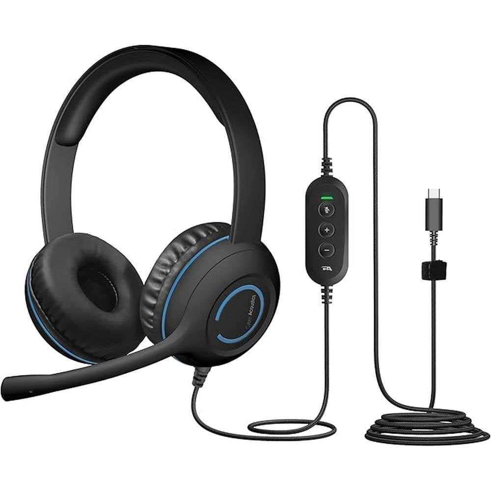 Cyber Acoustics Stereo USB-C Headset (AC-5014) for PC & Mac – Front View