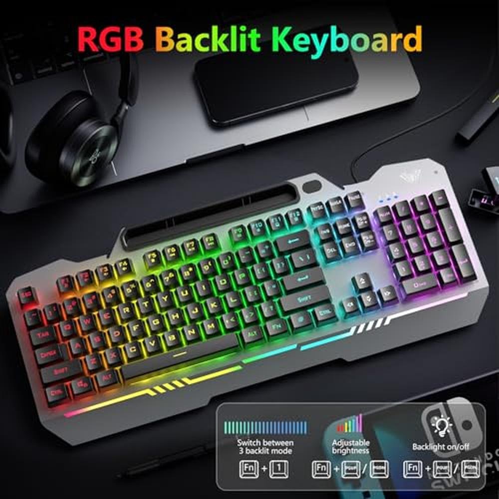 Keyboard Gaming: AULA T102 104 Keys Gaming Keyboard and – Side View