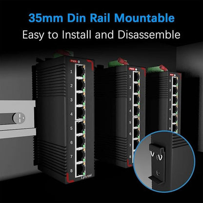 8-Port PoE Gigabit Industrial Ethernet Switch – Side View