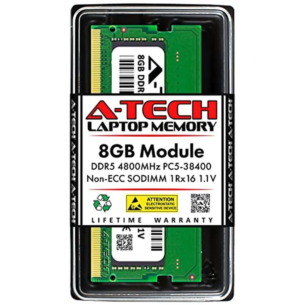 A-Tech 8GB RAM: DDR5 4800MHz PC5-38400 CL40 SODIMM – Front View