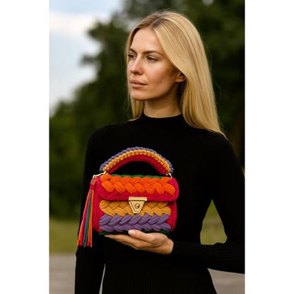 Evening Clutch: CHQEL Handmade Crochet Wedding Party Purse – Close-up Detail