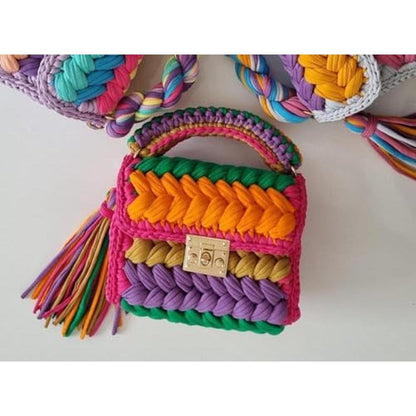 Evening Clutch: CHQEL Handmade Crochet Wedding Party Purse – In Use