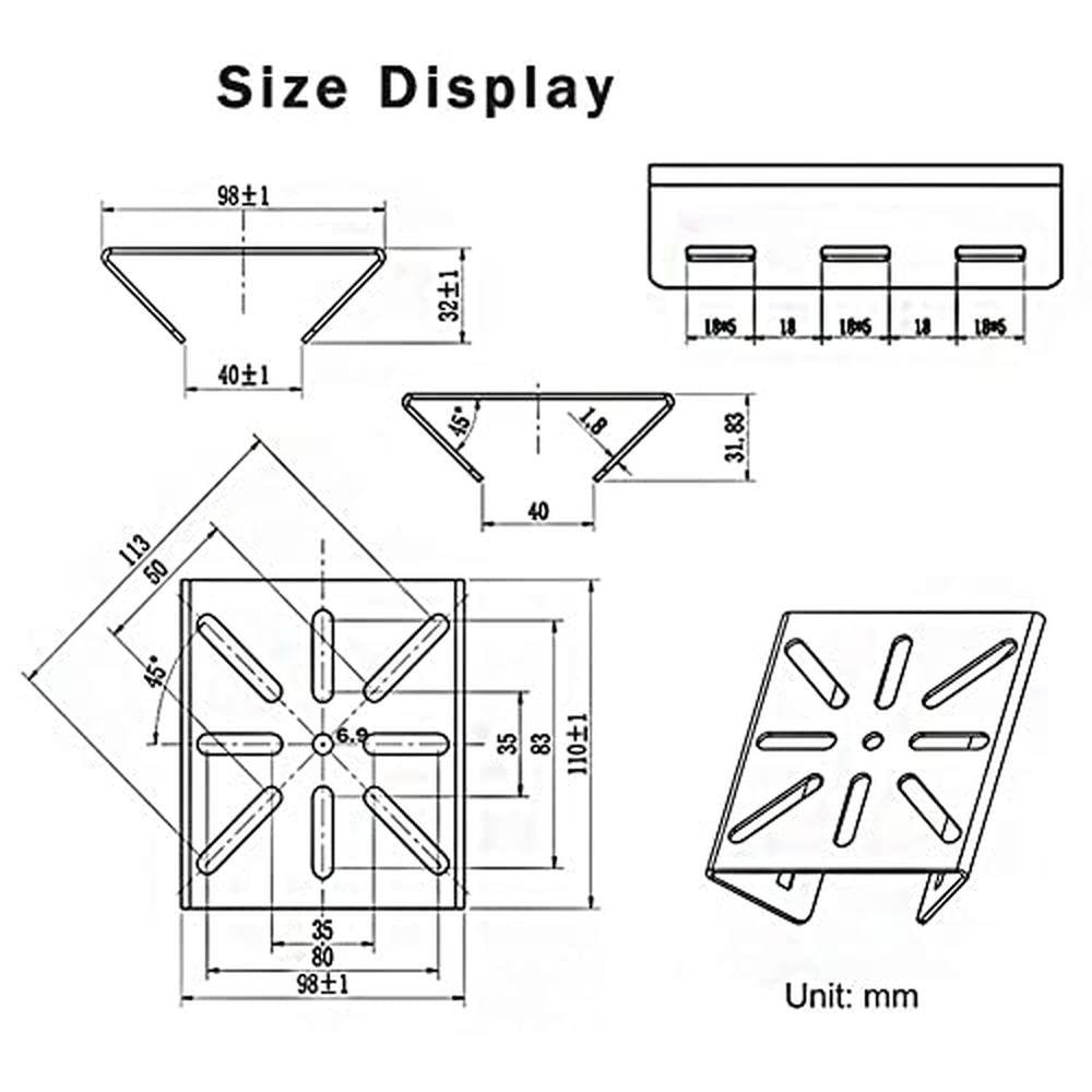 Vertical Pole: Universal Mount Adapter Bracket – Side View