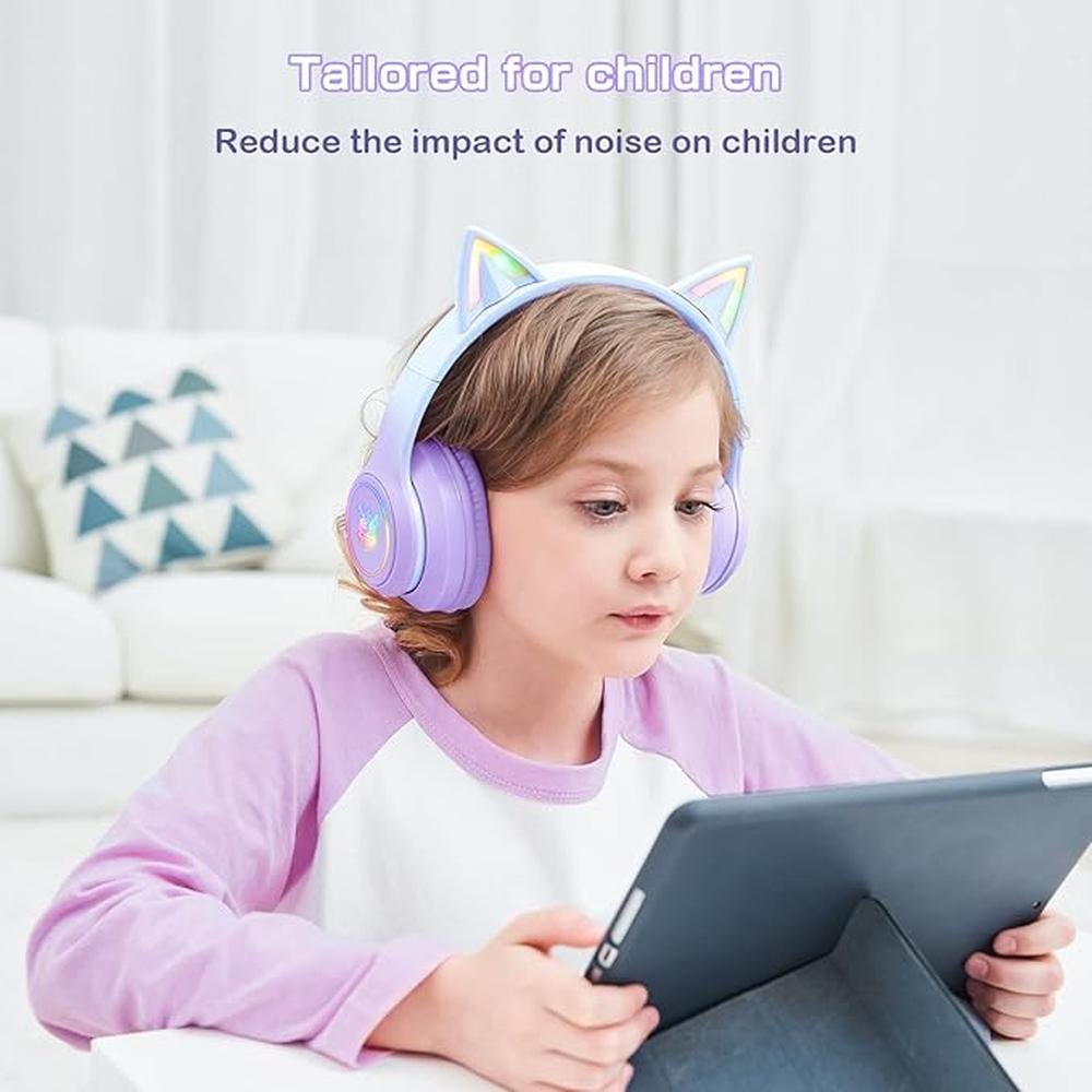 Bluetooth Cat Ear Headphones for Kids & Adults – Side View