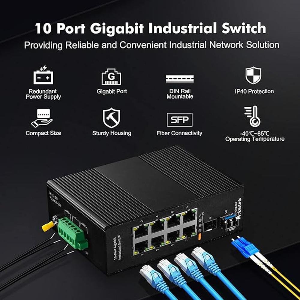 MokerLink 8 Port Gigabit Industrial DIN-Rail Ethernet Switch – In Use