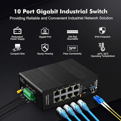 MokerLink 8 Port Gigabit Industrial DIN-Rail Ethernet Switch – In Use