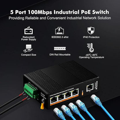 MokerLink 5 Port PoE Industrial DIN-Rail Network Switch – In Use