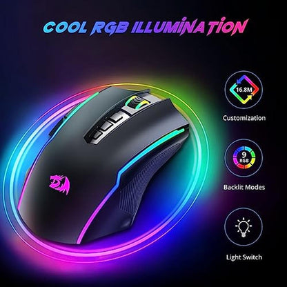 Redragon Gaming Mouse: Wireless Mouse Gaming with 8000 DPI – Side View