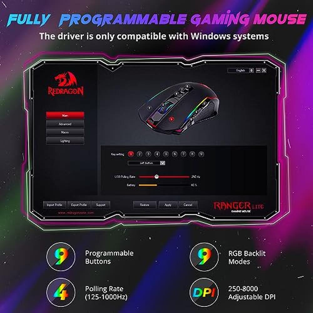 Redragon Gaming Mouse: Wireless Mouse Gaming with 8000 DPI – Close-up Detail