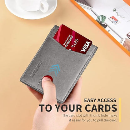 Runbox Wallet for Men: Slim RFID Leather 2 ID Window – In Use
