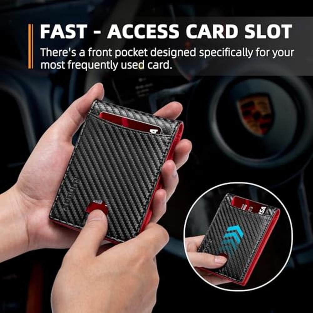 Wallet Men: RUNBOX Red Slim Bifold Leather Wallet – Packaging