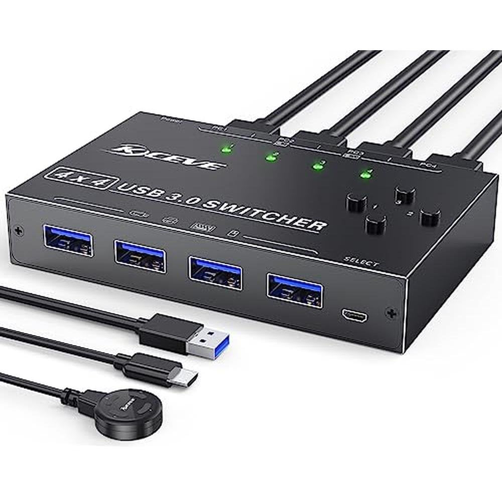 USB 3.0 Switch Selector: MLEEDA 4-Port KVM Switcher – Front View