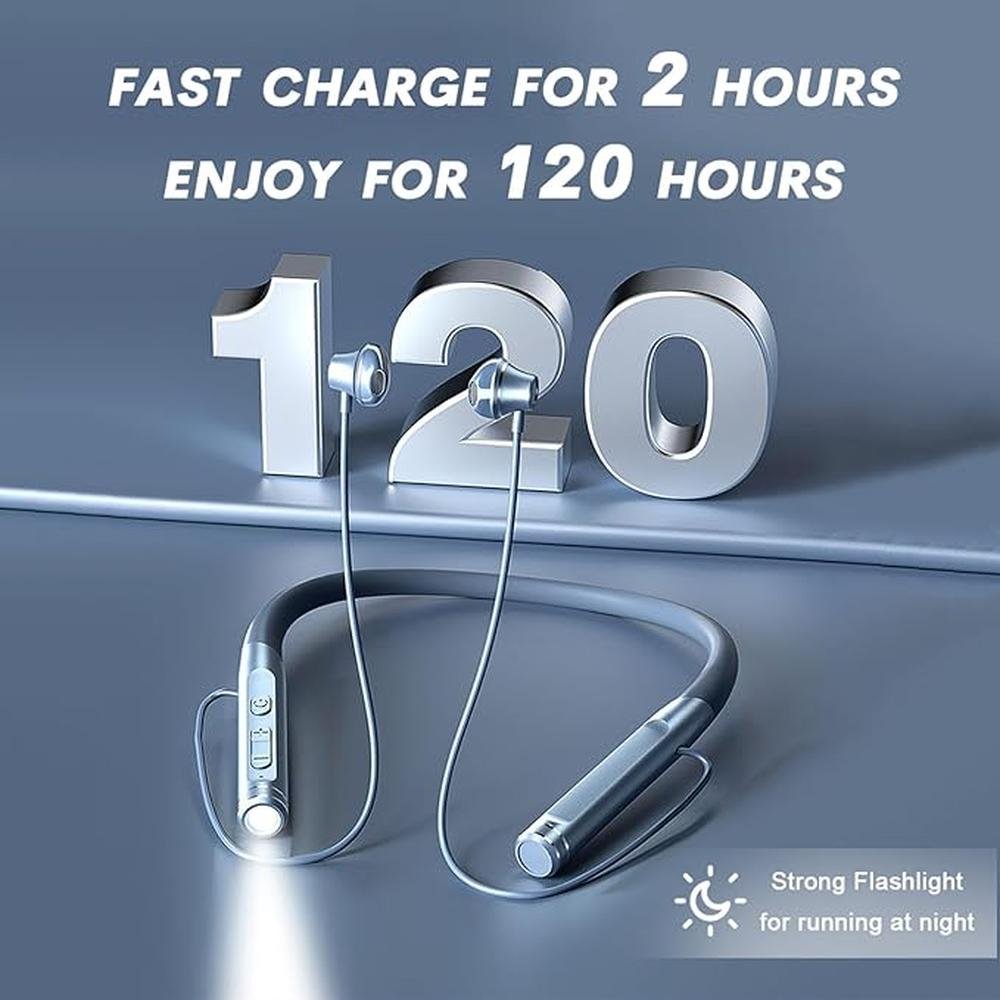 Neckband Bluetooth Headphones Wireless Earbuds with – Side View