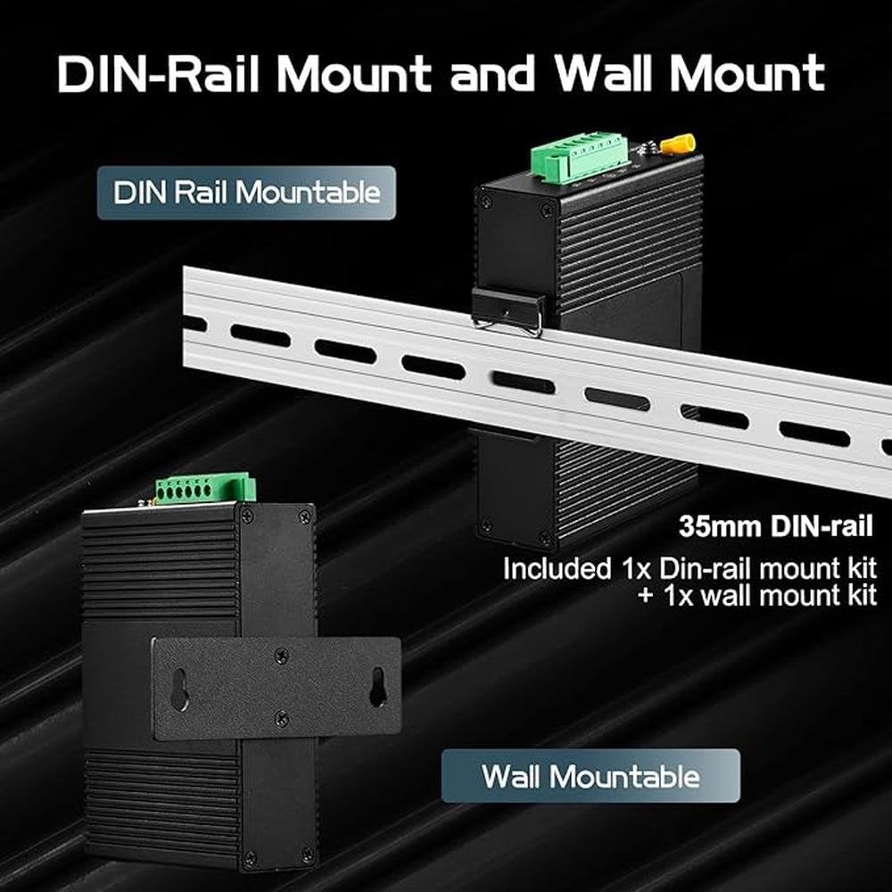 Binardat 5 Port Gigabit PoE Din Rail Industrial Ethernet – Close-up Detail