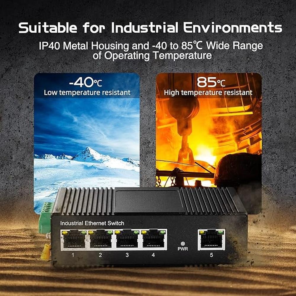 Binardat 5 Port Industrial Ethernet Switch – Close-up Detail