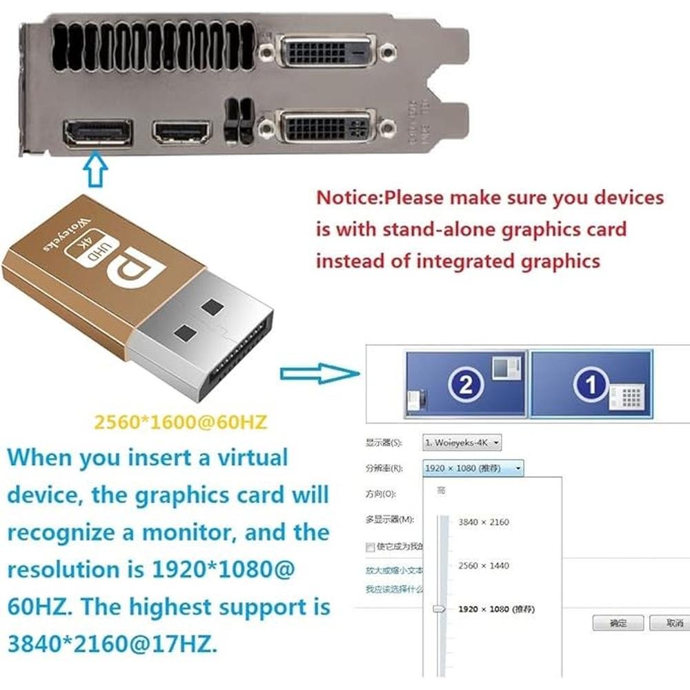 DisplayPort Dummy Plug: Headless Ghost Display EDID Emulator – Side View