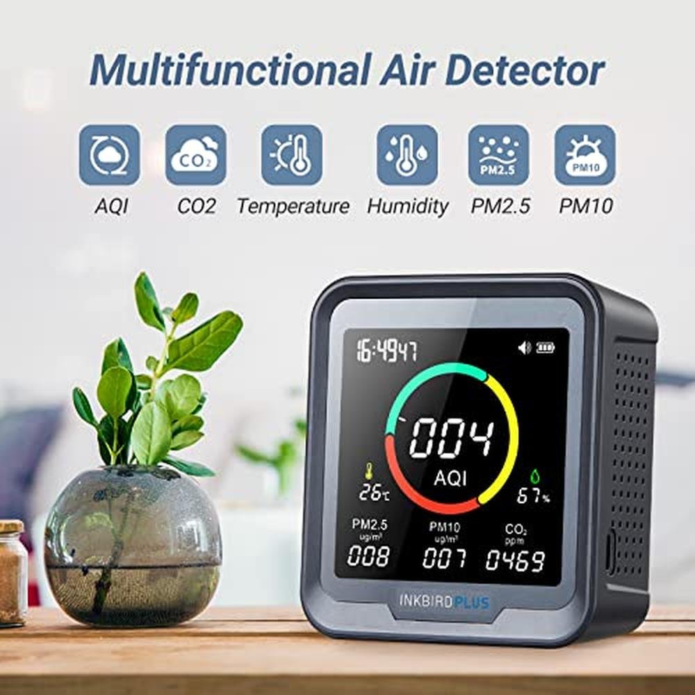 INKBIRDPLUS 6-in-1 Indoor Air Quality Monitor – Side View