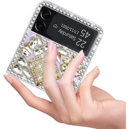 Omio Galaxy Z Flip 4 5G Case: 3D Handmade Sparkle Crystal – In Use
