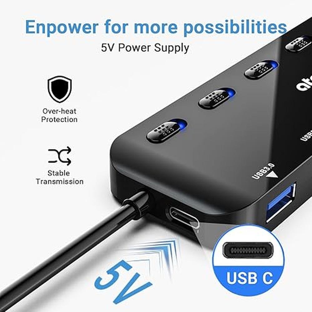 Hub Atolla: Atolla 7-Port USB 3.0 Hub Splitter – In Use