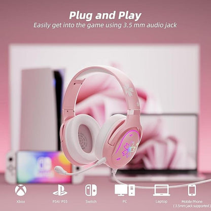 Mytrix Cherry Blossoms Wired Gaming Headset – Close-up Detail