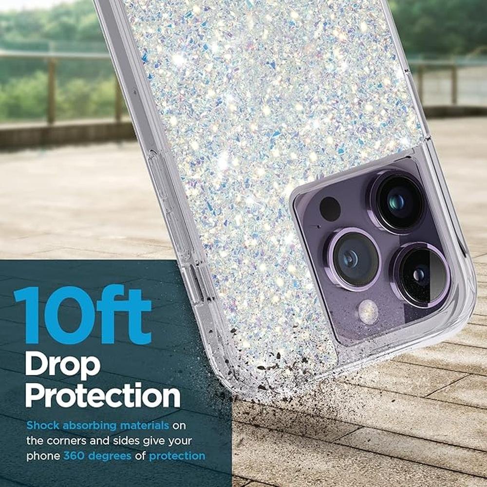 Case-Mate iPhone 14 Pro Case: Twinkle Stardust [10FT Drop – Close-up Detail